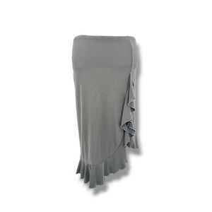 UNYX Y2K Black Asym Ruffle Midi Skirt Stretch Whimsygoth Fairy Goth Coquette S